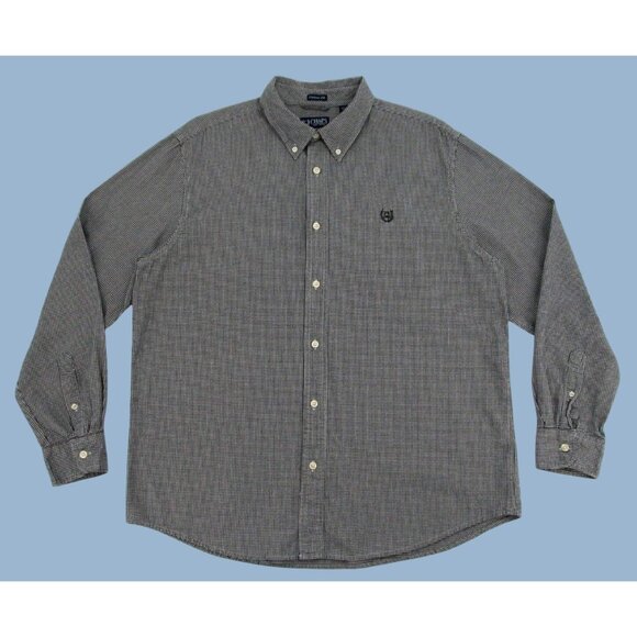 Vintage Chaps Ralph Lauren Button Up Shirt Mens XL Houndstooth Check Custom Fit - Picture 1 of 13